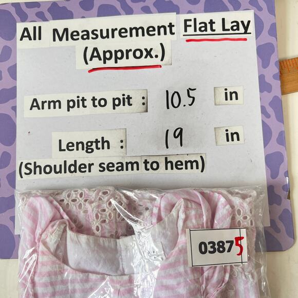 GAP Kids Toddler Girl Dress Size 3 years Sleeveless Flutter Stripe Eyelet Trim - Picture 4 of 8